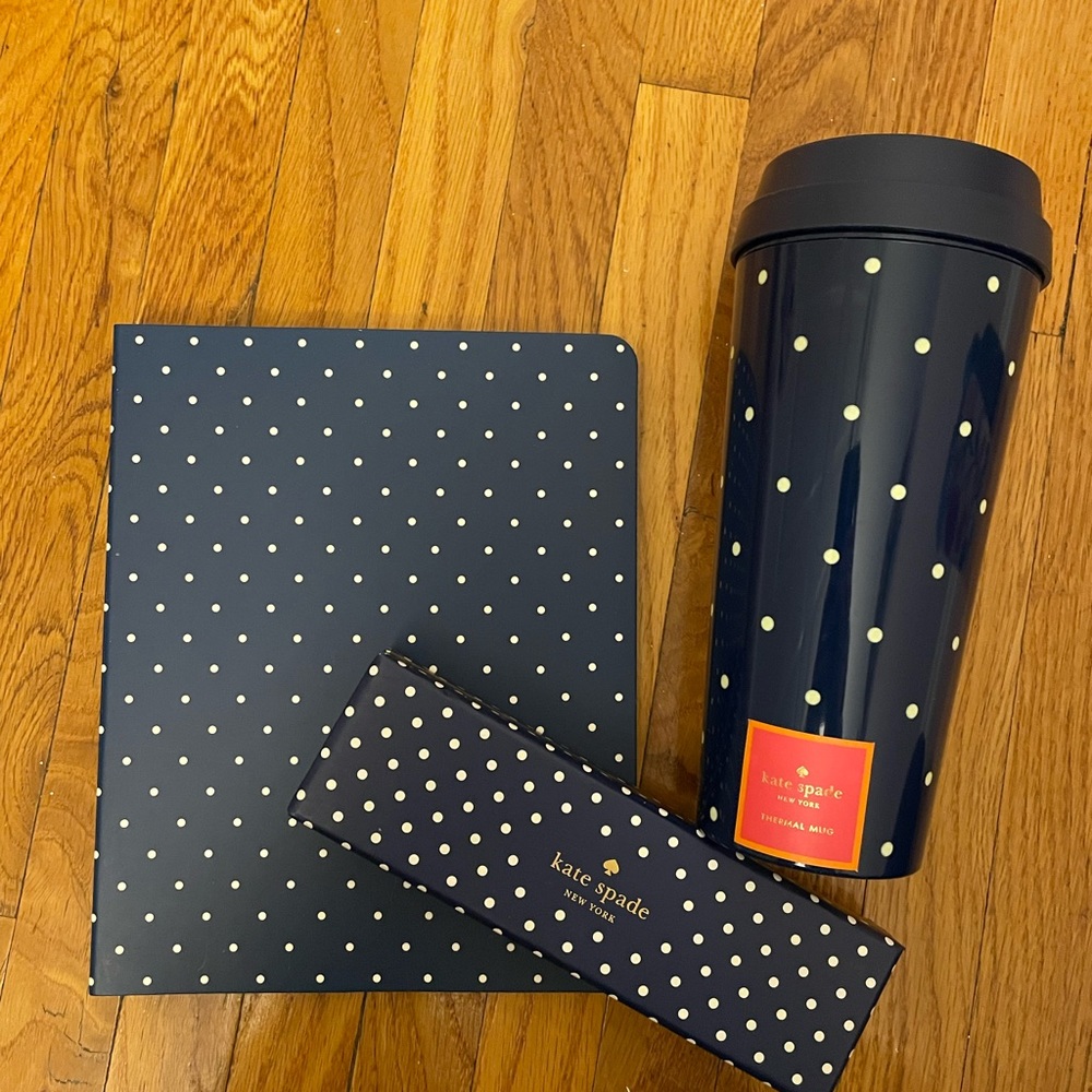 Kate spade notebook pen and coffee thermos